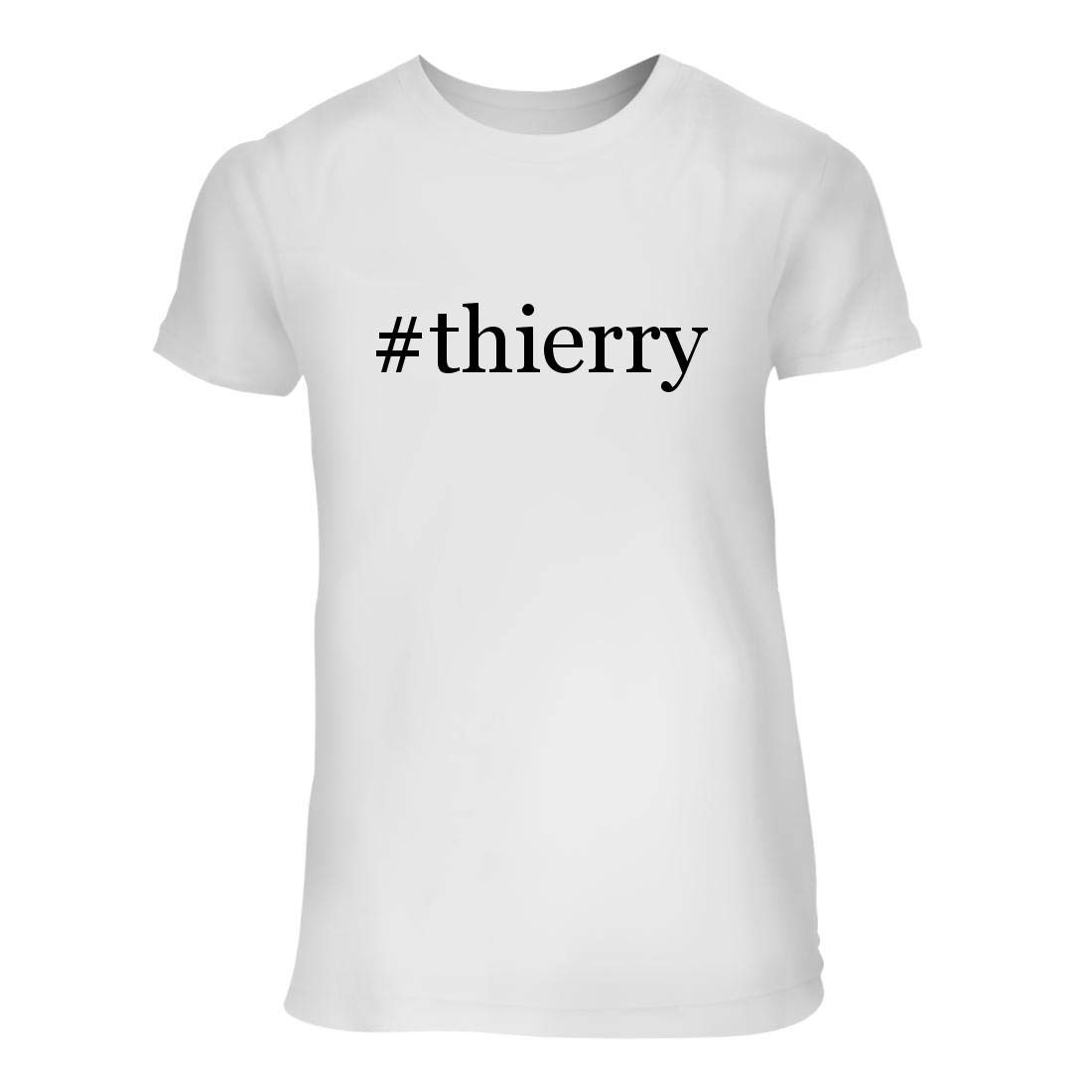 #Thierry - A Nice Hashtag Junior Cut Women's Short Sleeve T-Shirt, White, Large