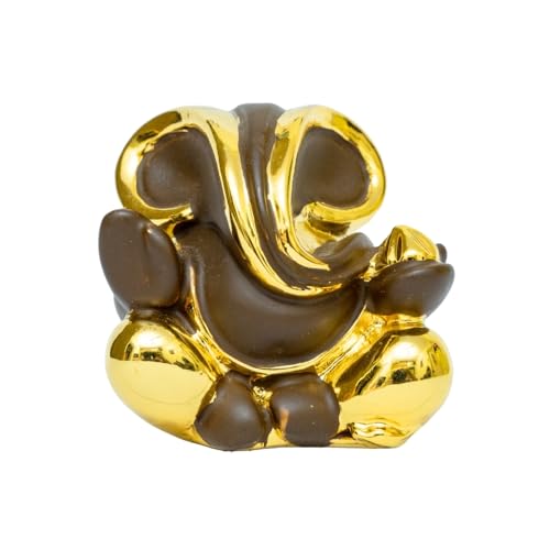 Image of Gold Plated Kripalu Ganesha 01| Ganpati Idol for Car Dashboard, Office Desk & Home Temple, Travel | Divine Blessings & Prosperity | Height 1.7 Inch