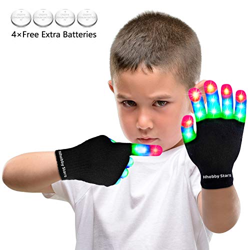 LED Flashing Finger Lighting Gloves, Colorful Light Up Toys with Extra Batteries