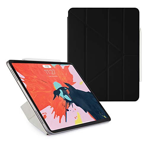 Best Seller PIPETTO 2018 Smooth 12.9 inch iPad Pro (3rd Gen) Folio Pencil Case Pencil 2 Sync and Charge Defender Stand Shell Cover for Apple 5 in 1 Folding Position with Auto Sleep/Wake Function - Black