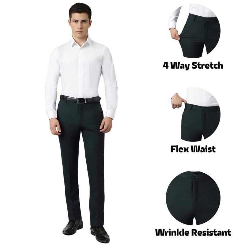 Image of SUBTRACT Slim-Fit Stretchable Lycra Formal Pants for Men with Flexible Waistband | Stylish Men's Wear Trousers for Office or Party |Dress Trouser Pant