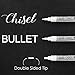 Kassa 4-Pack Fine Tip White Chalk Markers | Includes 2 3mm Reversible Bullet, Chisel Tips | Works on Chalkboard, Blackboard, Windows & Mirrors | Erasable & Dust-Free | Ideal Use at Home, School & More