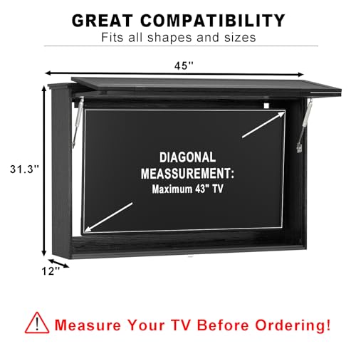 GDLF Outdoor TV Enclosure, 43-Inch Solid Wood Weatherproof TV Cover with Heavy-Duty Single-Arm Mount , Black - Additional View