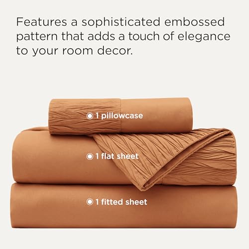 Image of Bedsure Twin Sheets Set - 3 Pieces Soft Twin Bed Sheets - Breathable & Cooling - Hotel Luxury - Easy Care Polyester Microfiber Bedding for Women, Men, Orange