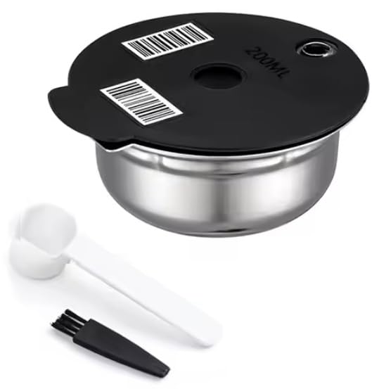 Reusable Coffee Capsules, Compatible with Bosch Tassimo Machines, Refillable Coffee Filters Coffee Pods K-Cups Coffee Accessories Complete Kit (SS200ml)
