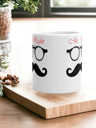 Image of Better Gift Flowers Mr. Right Customized Coffe Mug, Round Shaped Multicolor Themed Coffee Mugs, Mug for Gifting, Gifting Items for Family, Friends & Closed Ones