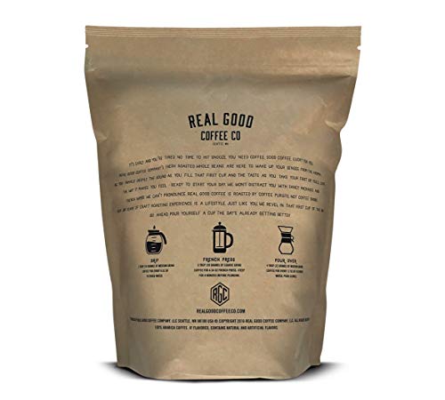 Real Good Coffee Company - Whole Bean Coffee - Decaf Medium Roast Coffee Beans - 2 Pound Bag - 100% Whole Arabica Beans - Grind At Home, Brew How You Like #TOP1