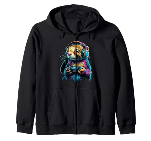 Ferret Lovers Gaming Design Funny Ferret Sudadera con Capucha