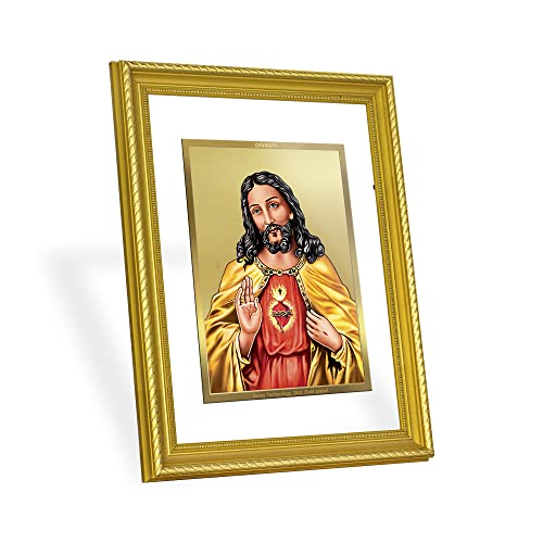 Image of Diviniti Jesus Gold Plated Wall Photo Frame, Table Decor| DG Frame 056 Size 3 and 24K Gold Plated Foil| Religious Photo Frame Idol For Prayer, Gifts Items (32.5 CM X 25.5 CM)