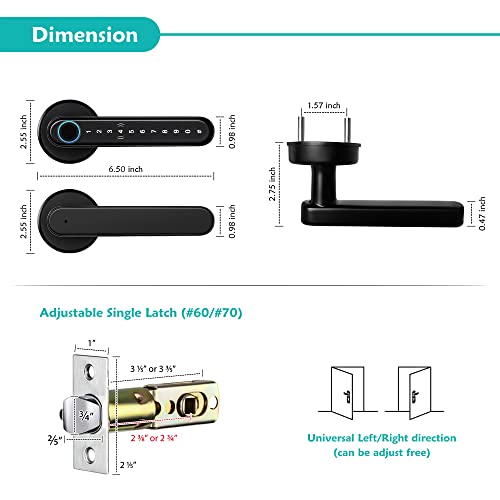Image of CATCHFACE Smart Fingerprint Lock - WiFi Enabled, Biometric Door Lock with Free App, Share Ekey and IC Card (Matte Black)