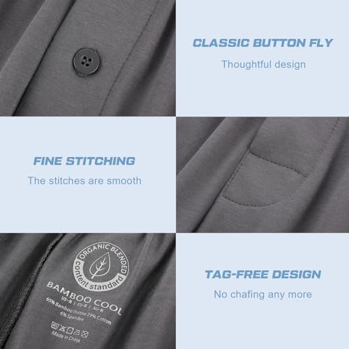 BAMBOO COOL Mens Pajama Pants Sleep Lounge Bottoms Soft Comfy Pj Pant Sleepwear with Pockets 2 Pack4