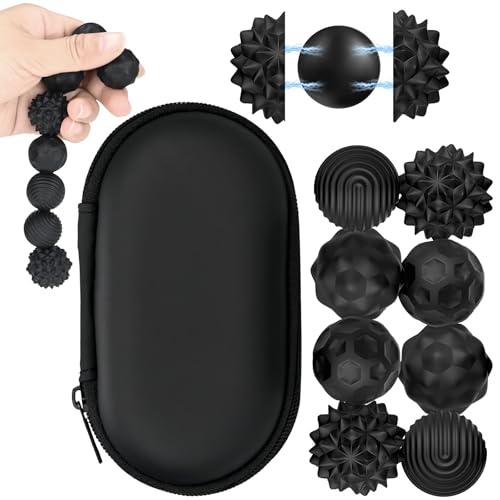 8 Stück Magnetische Fidget Toys, Magnetkugeln, sensorisches Silikon-Spielzeug, magnetische Anziehungskraft, Stressabbau-Bälle mit Silikonhülle, Stressabbau (Schwarz, Klein)