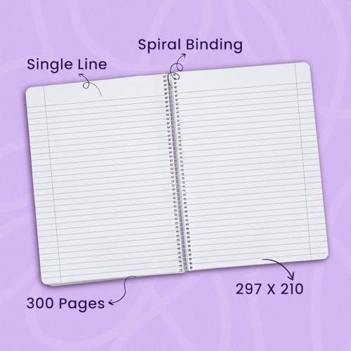 Image of Classmate Pulse Flexible 5 Subject A4 (29.7x21.0cm) Spiral Notebook |4 Interchangable Page separators|Single line|300 Pages