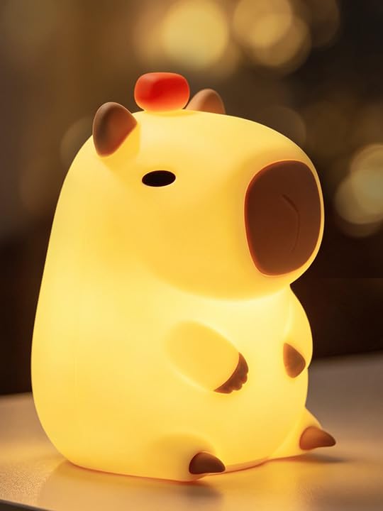KEGOZ Cute Capybara Night Light Touch Control & Timer Capybara Lamp USB Rechargeable & Dimmable Animal Silicone Night Light for Sleep for Baby Toddler Teens & Breastfeeding Reading Working