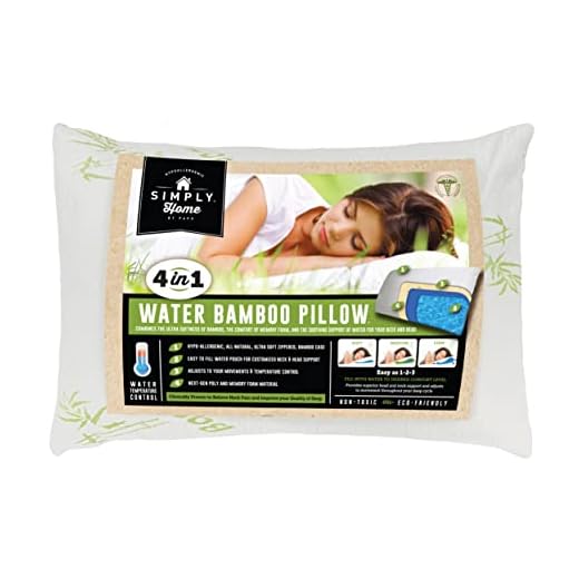 Cooling Memory Foam Bamboo Water Pillow | Hypoallergenic & Adjustable Queen Bed Pillows for Sleeping | Firm & Soft Head Support for Neck Pain & a Washable Zippered Non Toxic Bamboo Case to Stay Cool