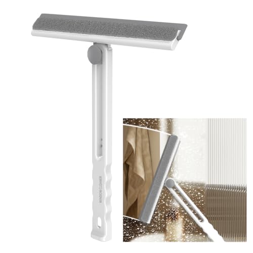 Shower Scraper - Foldable 360° Rotating Glass Cleaning Tool - White - Suitable for Window, Shower Screen, Car, Bathroom, Kitchen, and glass Door (Unfolded Size: 26×30 cm, Folded Size: 26×6 cm)