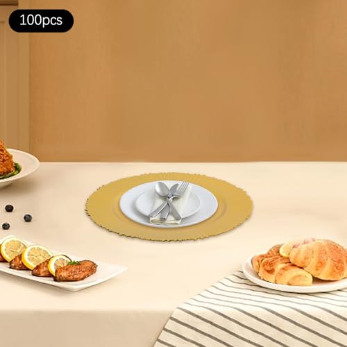 Platos dorados de carga redondos 13" x100 unidades miniatura 3