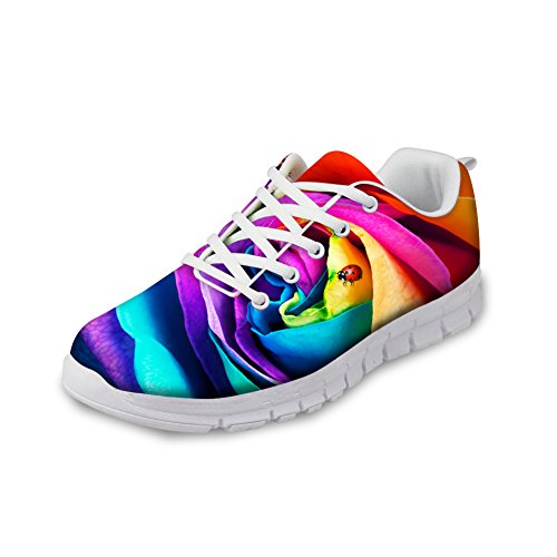 HUGS IDEA Farbenfrohe modische Damen-Sneakers, Laufschuhe, Blume 6, 42 EU