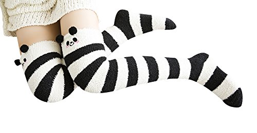Image of Urban CoCo Women's Cartoon Fuzzy Socks Winter Warm Over Knee High Socks
