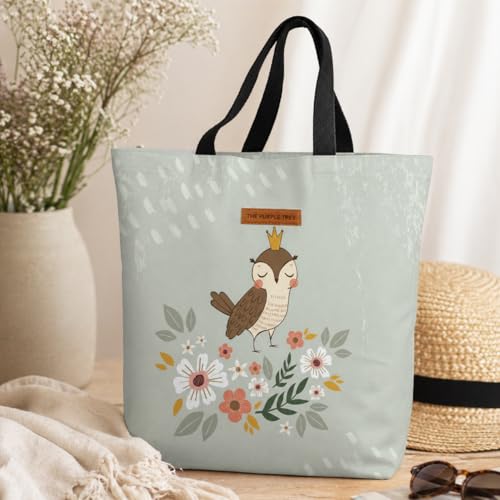 Image of The Purple Tree Eco-Friendly Canvas Tote Bag, Sustainable, Reusable Shopping, Beach, Travel or Everyday Tote, Wide Tote Bag