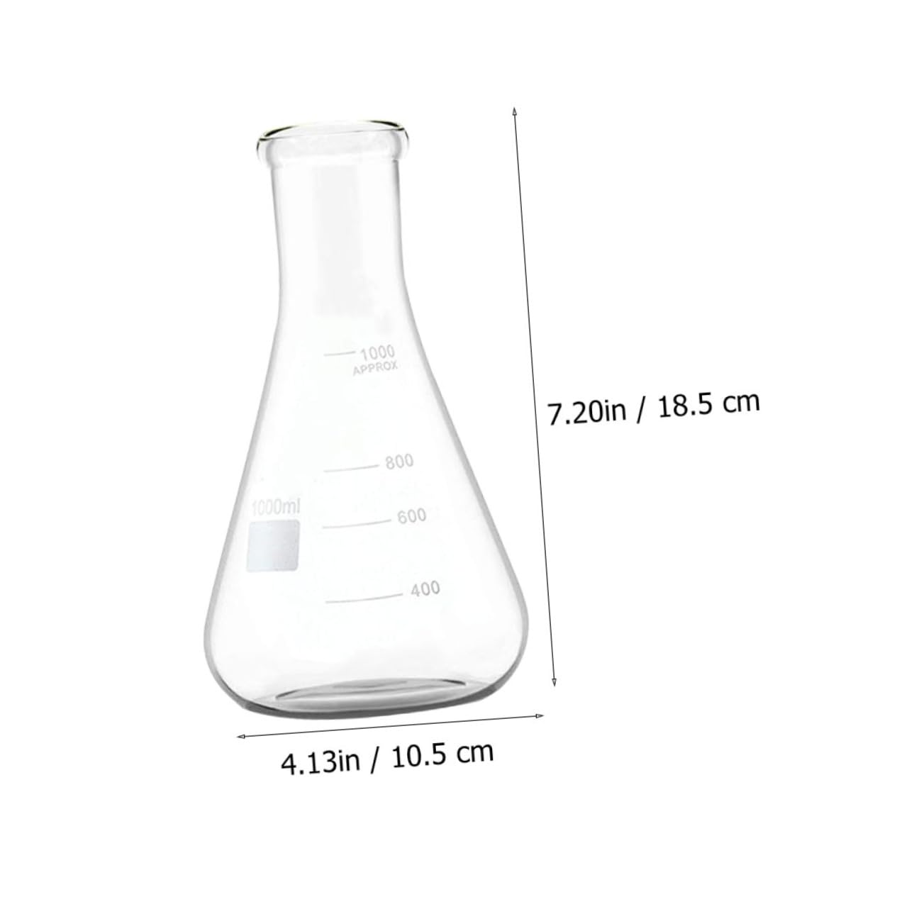 SOLUSTRE Matraz Erlenmeyer de Vidrio de Borosilicato, 5 Unidades | Cuello Ancho y Base Plana, 50ml a 1000ml, Graduaciones Estándar y Área de Marcado Amplia