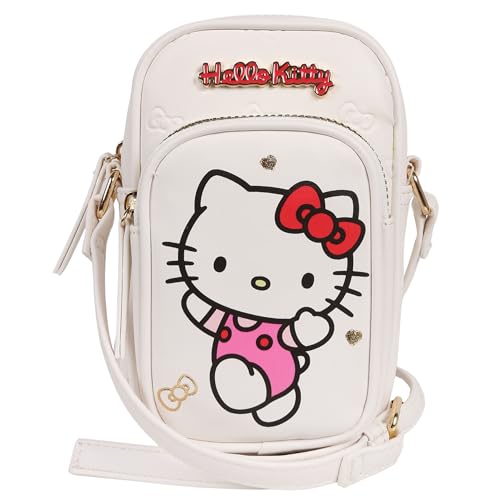 Hello Kitty Bolso, bolso pequeño con correa ajustable, mini bolso de mano, blanco 18x6x12 cm