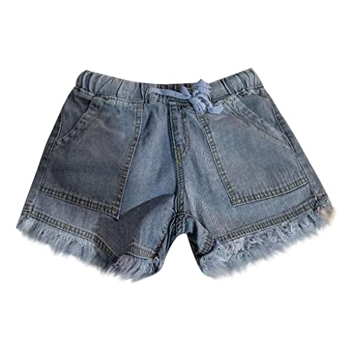 Womens Summer Jean Shorts Drawstring Waist Fringed Cut Off Shorts Stylish Teen Girls Casual Denim Shorts with Pockets3