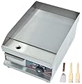 DULNICE 11" Commercial Electric Griddle 1500W Countertop Griddle, Non-Stick Flat Top Grill Stainless Steel Teppanyaki Cooking Plate with Adjustable Temperature Control for Restaurant Kitchen