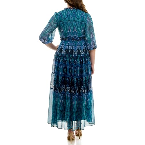 Image of Maison Tara Women's Faux Wrap V-Neck Tiered Skirt Maxi Dress