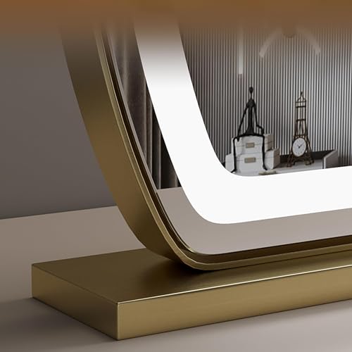Specchio ovale illuminato per il trucco con rotazione a 360° con luci LED touch control per tavolo da toeletta e routine di bellezza per gli amanti del trucco