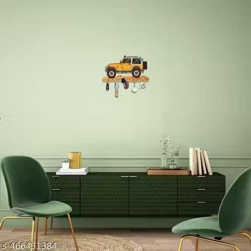 Image of Vintage Collection Wooden Key Holder for Wall, Wall Mounted Key Stand with Hooks, Hanging Rack for Living Room, Office and Door (Thar Design)