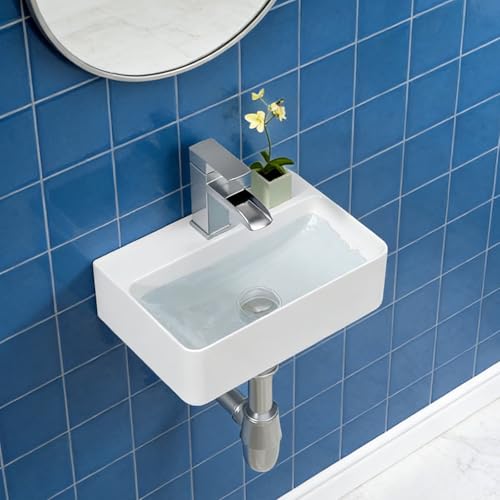 Lordear 14.5x10 Inch Wall-Mounted Ceramic Corner Sink