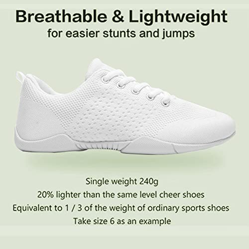 Youth Cheer Shoes Girls White Cheerleading Shoes Dance Athletic Training Breathable Fabric Dancing Lightweight Competition Comfortable Sport Kids Girls Cheer Sneakers3