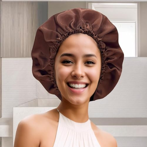 Image of Satin Pillow Cover with Silk Bonnet & 3 Premium Scrunchies - Hair & Skin Care Set for Women - Anti-Frizz Sleeping Combo - Gift Pack (Rose)