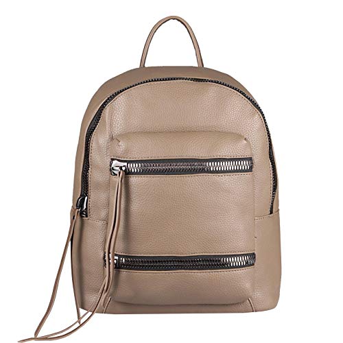 OBC Damen Rucksack Tasche Cityrucksack Schultertasche Leder Optik Backpack Daypack Handtasche Umhängetasche (Taupe 30x34x15 cm) Cover