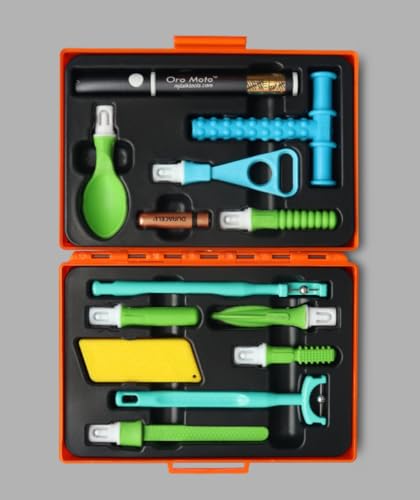 Image of Special Kit - Sensory Integration, Speech & Feeding Therapy Tools | Includes..Oro Moto Vibration brash, Pointer Spoon, Tongue Depressor, Wee Round Tip, Wee Round Textured, Soft Pointer, Uni Tip, Talk-Seal, Tongue Lateralization, Lip Seal, Chewy Tube Blue Pack of 1 Kit
