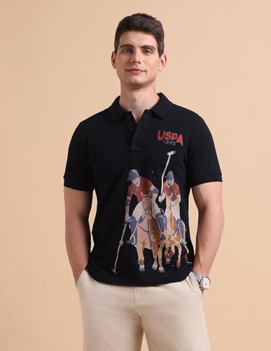 Image of U.S. Polo ASSN. Printed Polo T Shirts for Men - 100% Cotton, Half Sleeve Mens Tshirt