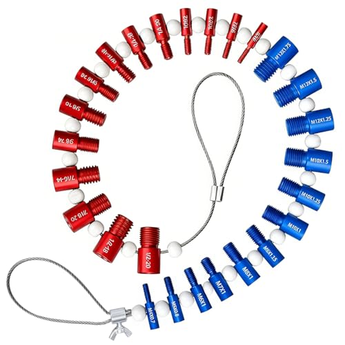 Uadme Vérificateur de Filetage d'Écrou et Boulon (Pouces/Métrique), 26 Jauges Mâle/Femelle avec 14 Tailles Impériales & 12 Métriques - Outil de Mesure de Pas de...
