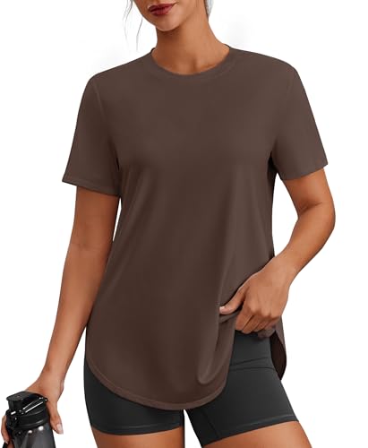 Image of PINSPARK Workout Tops for Women Short Sleeve Athletic Shirts UPF 50+ Quick Dry Running Outfits for Exercise Gym Hiking S-3XL