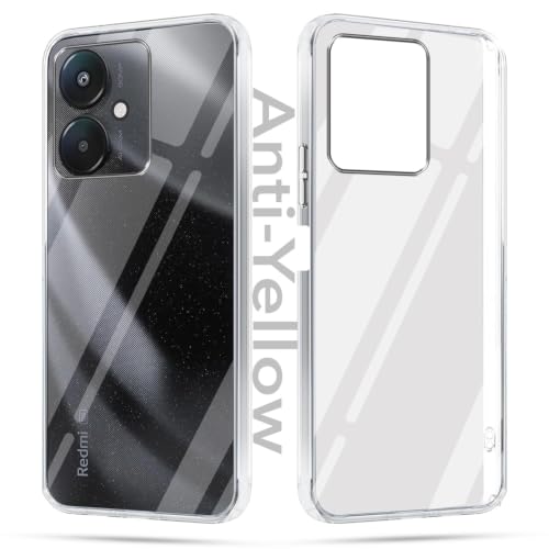Image of Jkobi Lifetime Anti-Yellow Clear Back Case Cover for Redmi 13C 5G (Sleek Hard Crystal | Shockproof and Camera Protection)