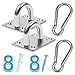 2PCS M8 Premium Heavy Duty Square Stainless Steel Pad Eye Hook + 2PCS Snap Hooks and 8PCS Screws With 8PCS Plastic Expansion Tube, Ceiling Hook for Outdoor Indoor Activity