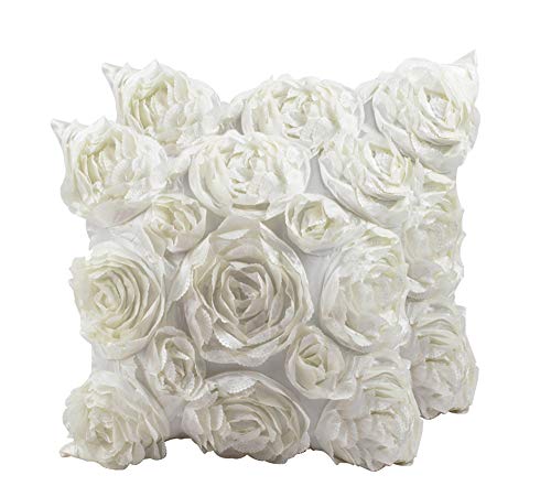 Septcity Decorative Throw Pillow Covers For Couch Cushion Case, Romantic Love Satin Rose Wedding Party Home Decor, Home Gift (Set Of 2) (Ivory White) #TOP15