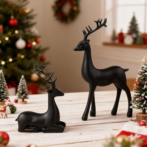 TECHEEL 2 Stück Rentier Weihnachtsdeko Deko Schwarze Rentier...