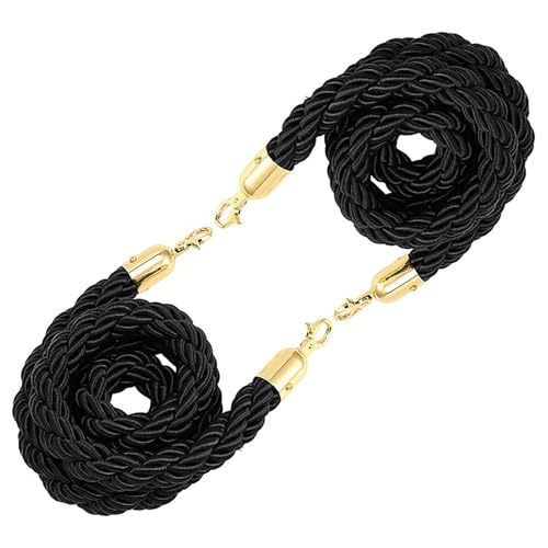 Oracra Stanchion Rope 2ft 3ft 5ft 6ft 7ft 8ft 9ft 10ft Queue Barrier Ropes, Safety Stanchion Crowd Control Rope for Red Carpet Theaters Bank, Black Railing Suspension Rope(105cm(3.5ft))
