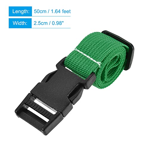 Image of MECCANIXITY Utility Strap with Buckle 1x20 Inch Polyester Quick Release Adjustable Belt for Travel Outdoor Bag Luggage Packing (Green)