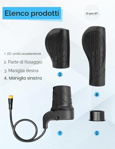 Manopole per Manubrio con Acceleratore a Mezza Torsione, Acceleratore a Mezza Torsione a Mano per Bici Elettrica, Impugnatura Acceleratore con Controllo della velocità