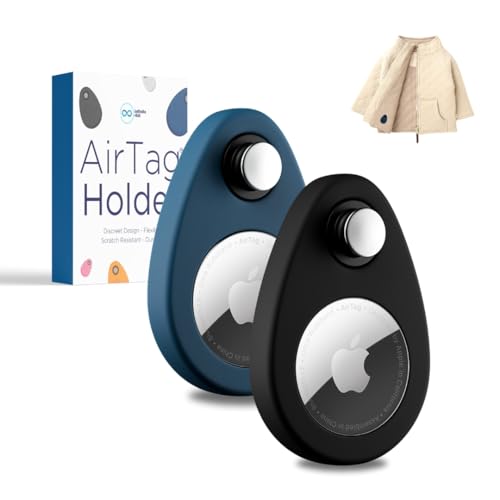 INFINITE ORBIT AirTag Holder for Kids – 2-Pack Hidden GPS Tag Case with Safety Pins – Compatible with Apple Tracking Device (AirTag Not Included) – Blue & Black – for Kids, Pets, Luggage