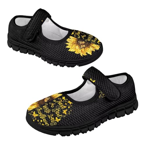 Girl's Plant Pattern Running Shoes Flat Non Slip Sports Shoes Comfort Mary Jane Shoes Magic Sticker Loafers4