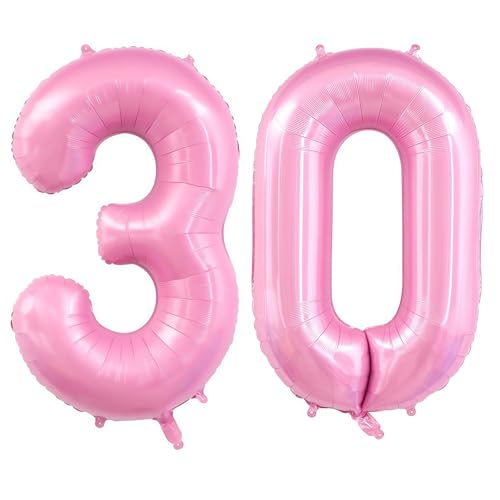Image of Pastel Pink 30 Balloon Number,40 Inch Light Pink 30 Balloons Large Helium Foil Mylar Number 30 Balloon for Birthday Party Anniversary Decorations