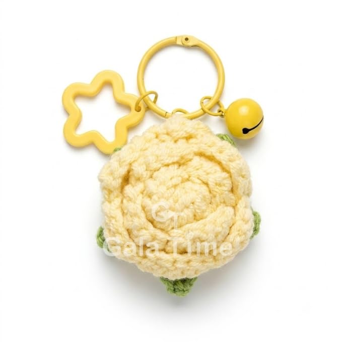 Image of Handmade Crochet Flower Keychain for Bags Keys Purse Backpack Cute Aesthetic Yarn Keyring Bag Charm Handmade Soft Thread Flower Keychain for Girls Women Kids Gifting and Daily Use